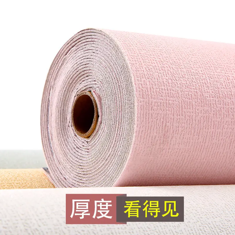 

Thickening Adhesive Wall Stick Linen Lines Pure Color Waterproof Wall Paper Stickers Household Adornment Bedroom Living Room