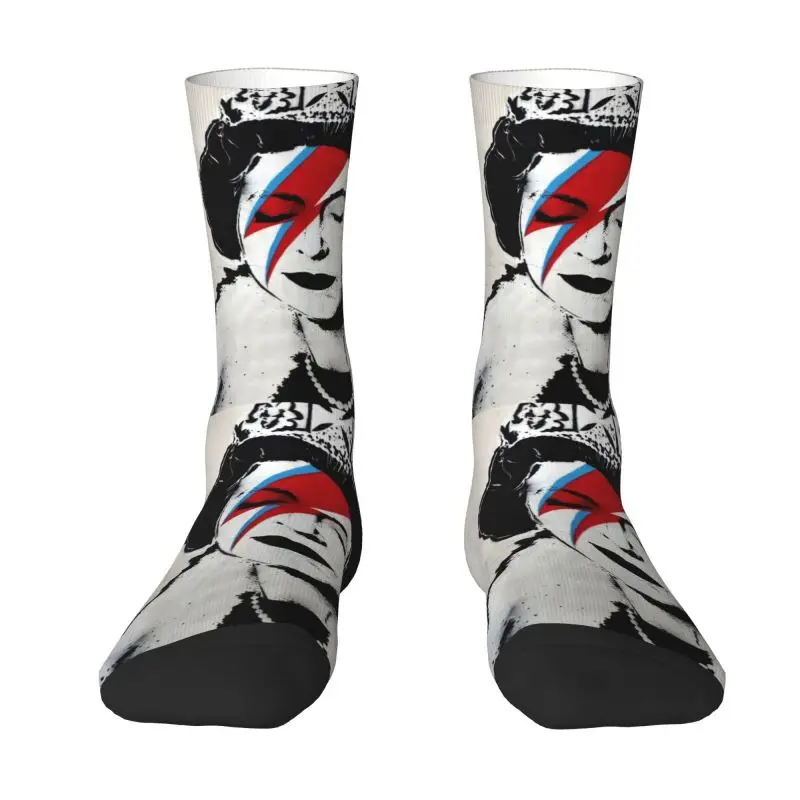 

Banksy UK England Queen Elisabeth Rockband Face Makeup Dress Socks Men's Women's Warm Funny Novelty Crew Socks