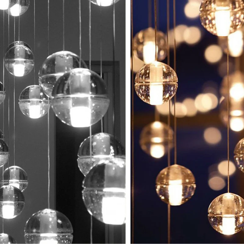 

Modern Glass Ball Pendant Lamps Crystal Hanging Lamps Kitchen Living Room Lights Modern Decor Luminaire Lamparas Lustre Lighting