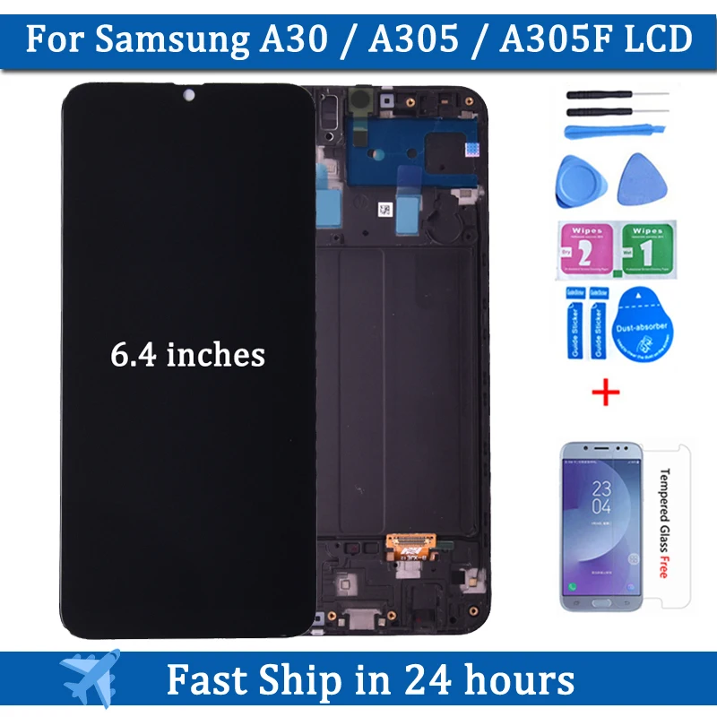 ЖК-дисплей 6,4 'для Samsung galaxy A30 A30 A305/DS A305F A305FD A305A, сенсорный экран с цифровым преобразователем в сборе