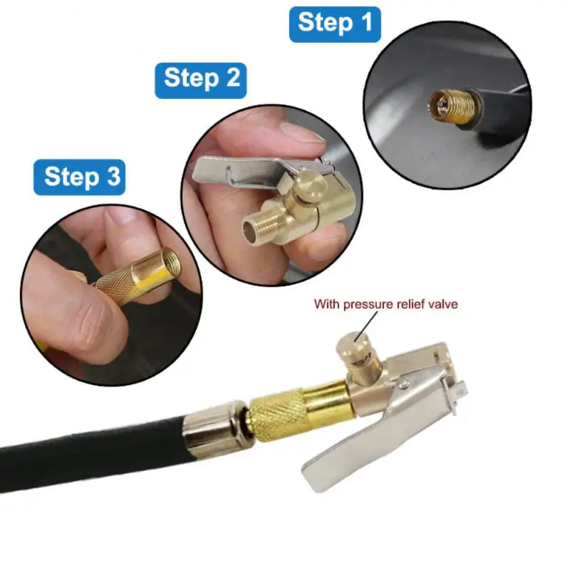 

Inflatable Pump For Car Tire Air Chuck Inflator Pump Valve Connector Clip-on Adapter Brass Auto Tyre Wheel Valve Inflatable Pump