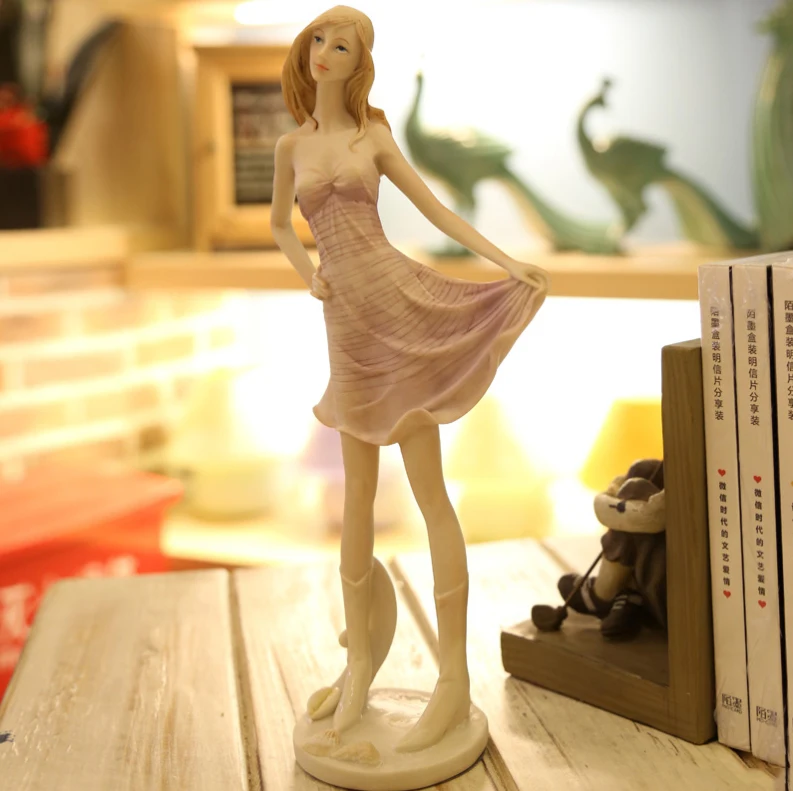 

Modern Beauty Girl Resin Crafts Birthday Marriage Gift Home Livingroom Desktop Figurines Ornaments Cabinet Sculpture Decoration