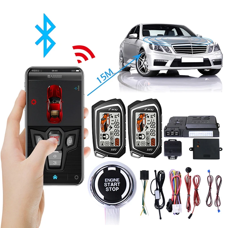 

Car Anti-Theft Alarm Two-Way Remote Control By Phone Universal Autostart One Key Smart Engine Start Central Locking Door
