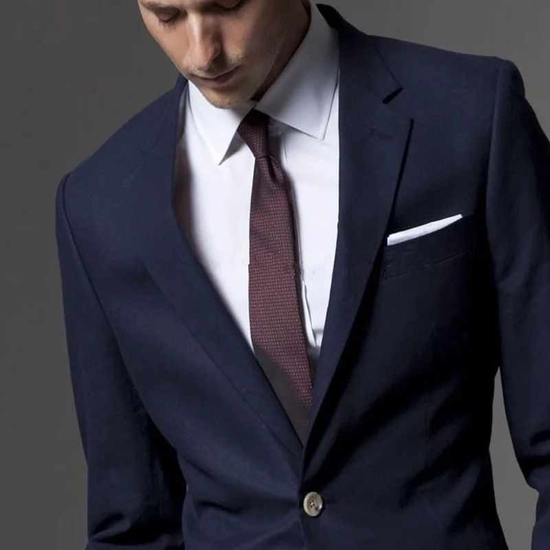 Custom Made Dark Blue Men Suit Tailor Made Bespoke Men Wedding Suit Slim Fit Groom Suit For Men