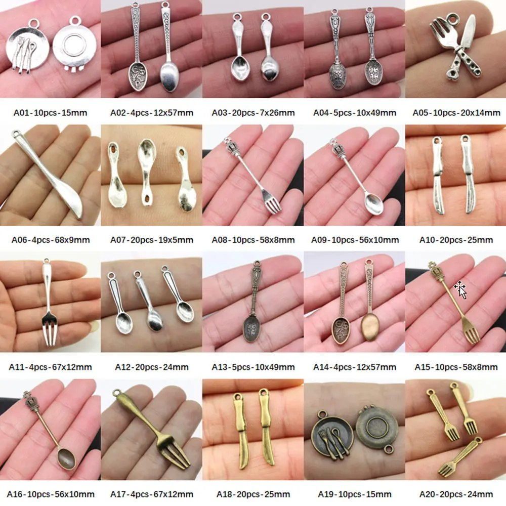 

Fork Spoon Charm Pendant Jewelry Findings Components Handmade