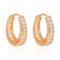 round hoop earring classic jewelry party women mini zircon 585 rose gold color ear clip korean pendientes wedding girl gift
