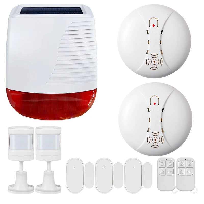 Home Security Solar Siren Alarm System 433Mhz Wireless Connect Solar Energy Alarm System Infrared Motion Detector Door Sensor