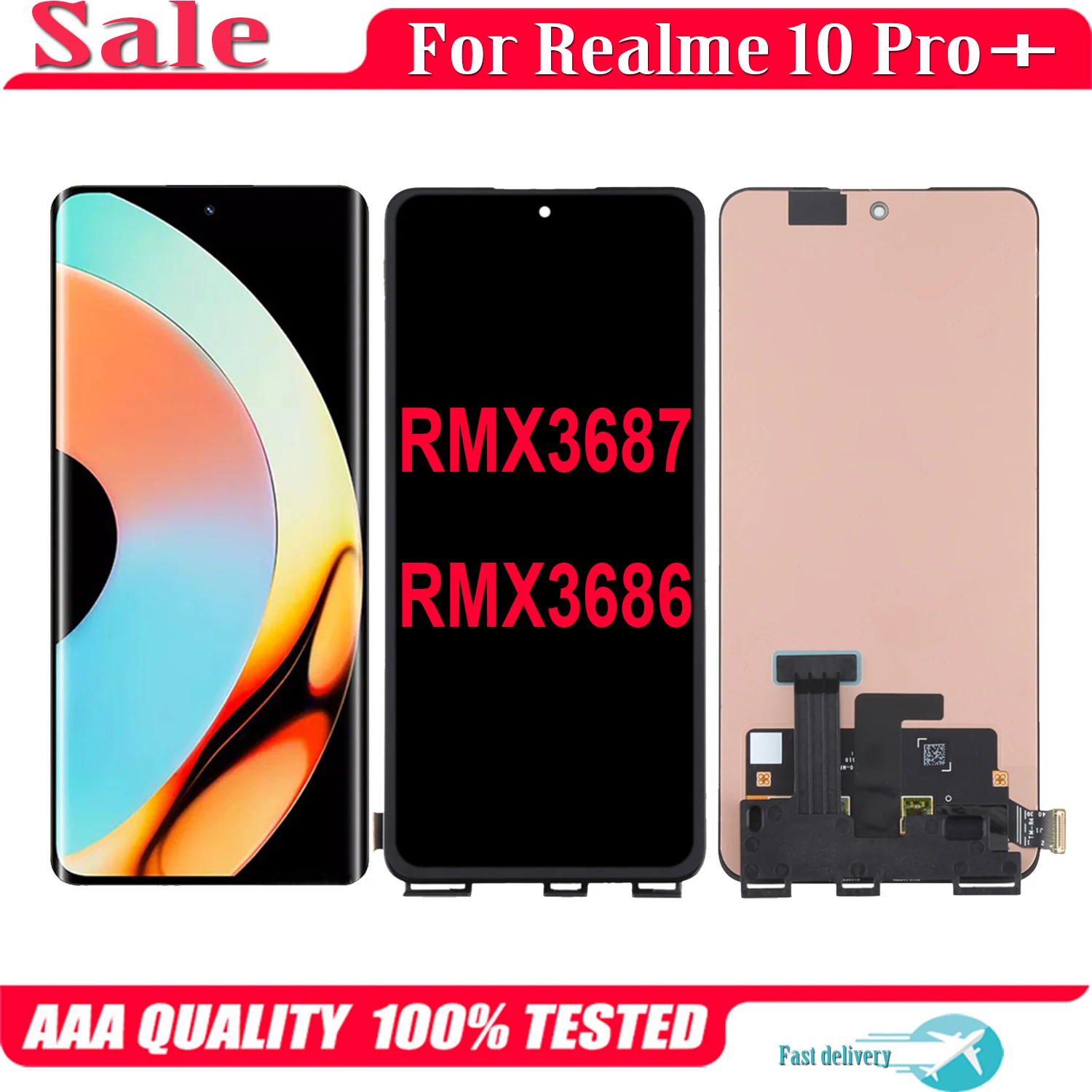 6.7'' AMOLED Original For OPPO Realme 10 Pro Plus RMX3687 RMX3686 LCD Display Realme 10Pro Plus Touch Screen Digitizer Assembly