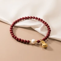 miqiao authentic 925 sterling silver jewelry blessing bag cinnabar stone bracelet korean pearl charm bracelets for women gift