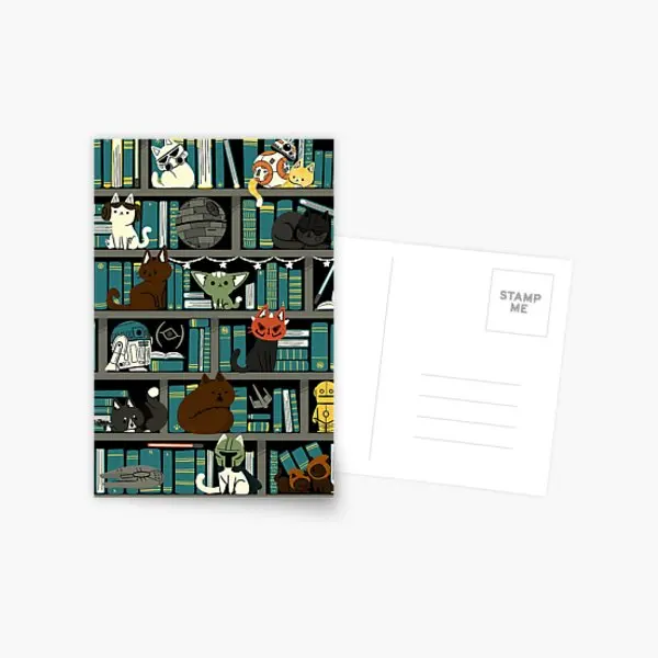 

Открытка с изображением библиотеки котенка войн простой декор для спальни современная память модная эстетика для мальчиков печать изображ...