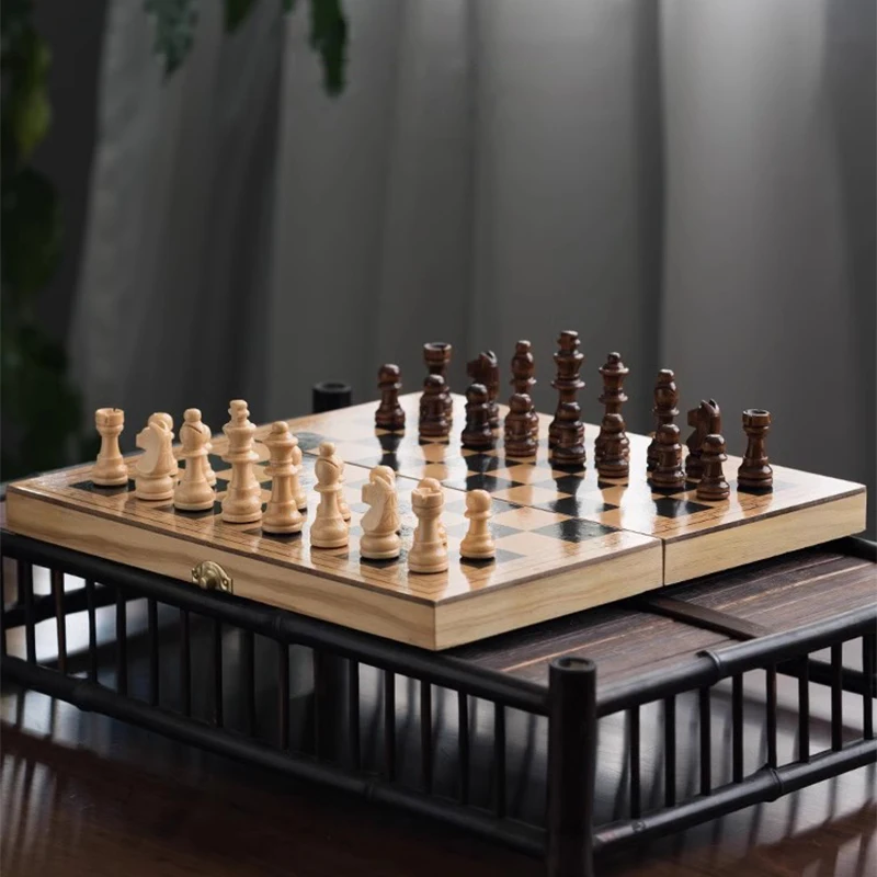 

Travel Mini Table Chess Wooden Luxury Family Design Kids Party Indoor Chess Set Classic Cute Small Tablero De Ajedrez Board Game