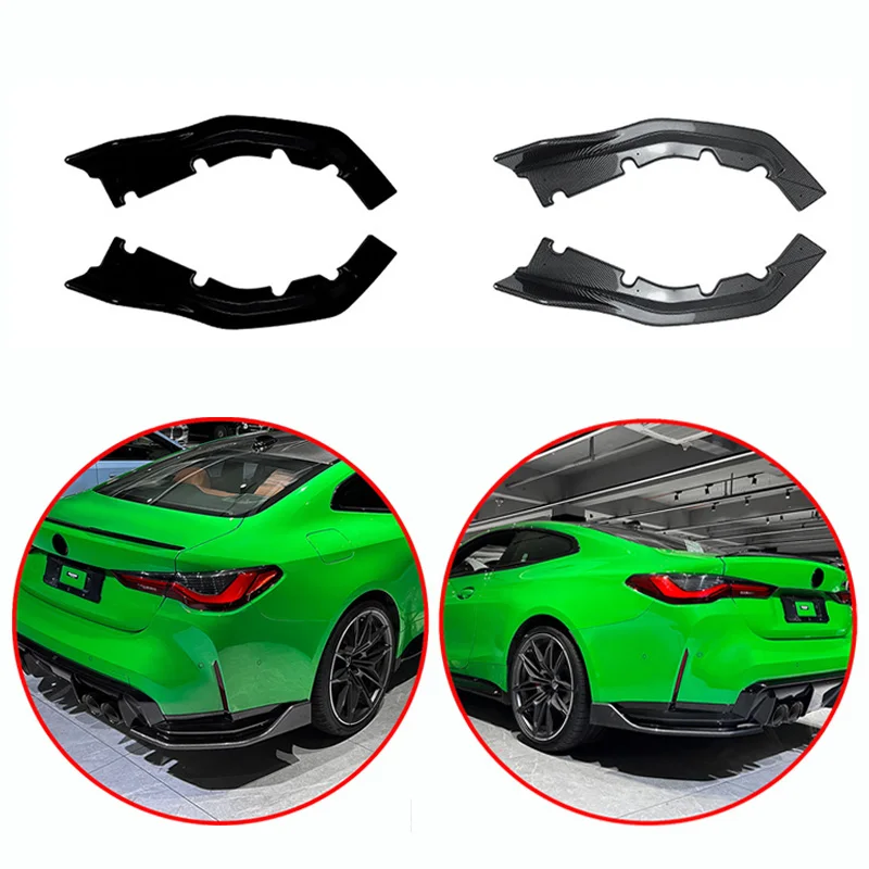 Фото Для BMW M4 G82 G83 2021+ Высококачественный задний бампер из АБС-пластика с воздуховодами и спойлером, внешняя декоративная накладка, глянцевый черный, под карбон №1