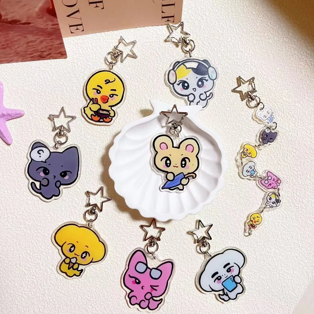 Kpop Cartoon Characters Lovely Keychain JUNGWON HEESEUNG JAY JAKE SUNGHOON SUNOO NI-KI Keyring Backpack Accessories