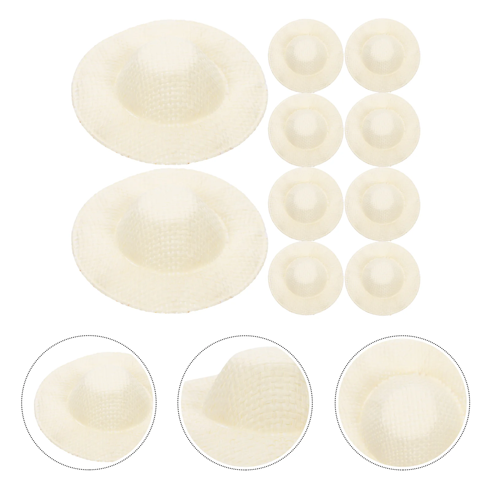 

10 Pcs Mini Hat Tiny Hats Accessories Straw Miniature Crafts Headwear Toy Room Woven