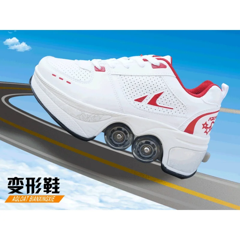 Hot Shoes Casual Sneakers Walk Deform Wheel Skates for Men Women Unisex Shoes Adult Childred Runaway Skates Four-wheeled
