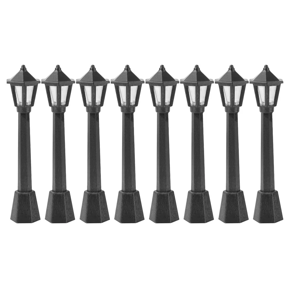 

8 Pcs Mini Street Light Model Micro Lights Christmas Lanterns Retro Lamp Post Scene Decore House