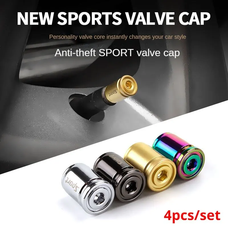 

4pcs Creative New Anti Theft Valve Tire Cap Sport Modification Universal Suitable for All Models Anti Theft Tire Valve Cap Refit