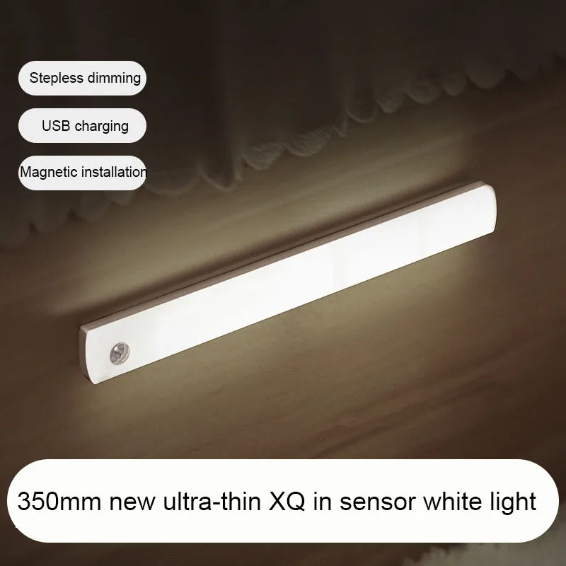 LED Sensor Light Strip Magnetic Bedroom Bedside Night Lamp Cabinet Wardrobe Light USB Rechargeable Table Reading Lights