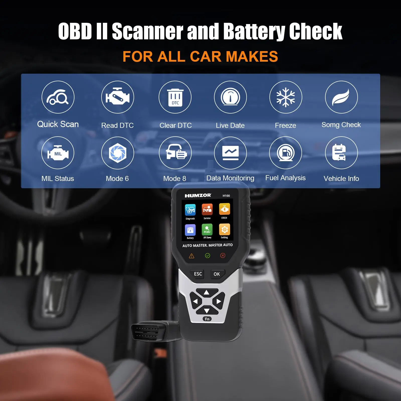 Инструмент для диагностики автомобиля humзор H100 EPB сброс масла TPMS DPF всех