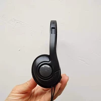 headphones 80s stock compact retro headset with microphone black ins fashion style headset black silver