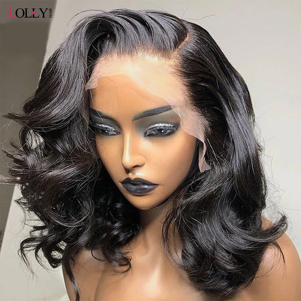Парики Lolly с коротким Бобом парики из человеческих волос для женщин волнистый