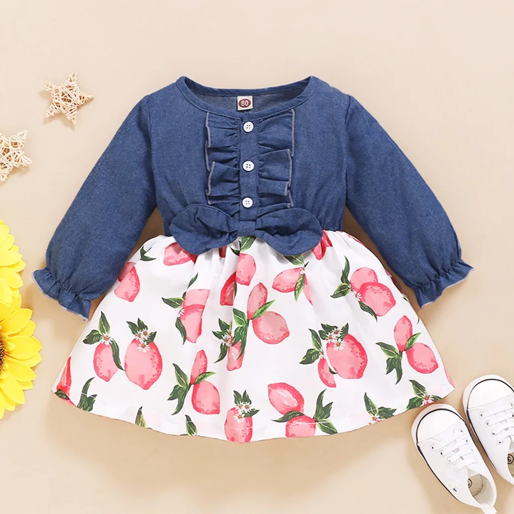 

Детская одежда для маленьких девочек, платье принцессы, милый Топ с длинным рукавом для младенцев, модный наряд для девочек