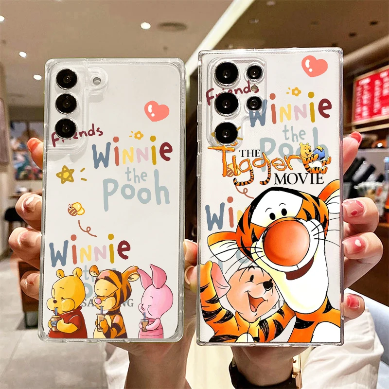 

Donald Duck and Winnie the Pooh For Samsung S22 S21 S20 FE Ultra Pro Lite S10 5G S10E S9 S8 Plus S7 Transparent TPU Phone Case