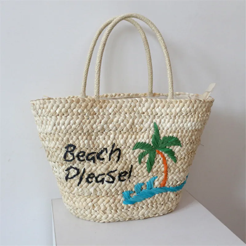 

New Coconut Tree Straw Bag Handmade Woven Rattan Tote Bag for Women Summer Large Capacity Beach Bohemia Bali Handbag Female 2022