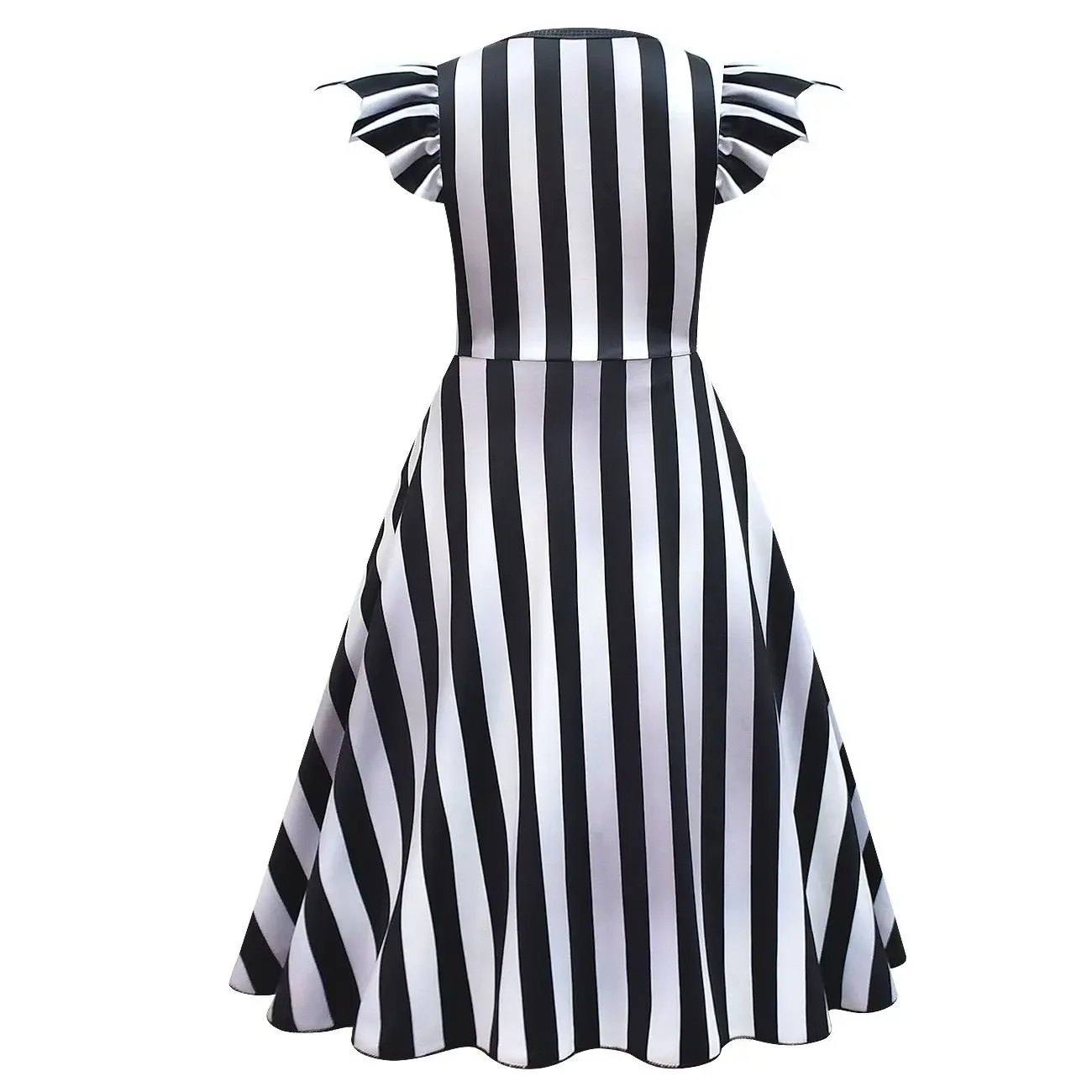 Детское платье в черно-белую полоску с принтом ужасного монаха для девочек сумка