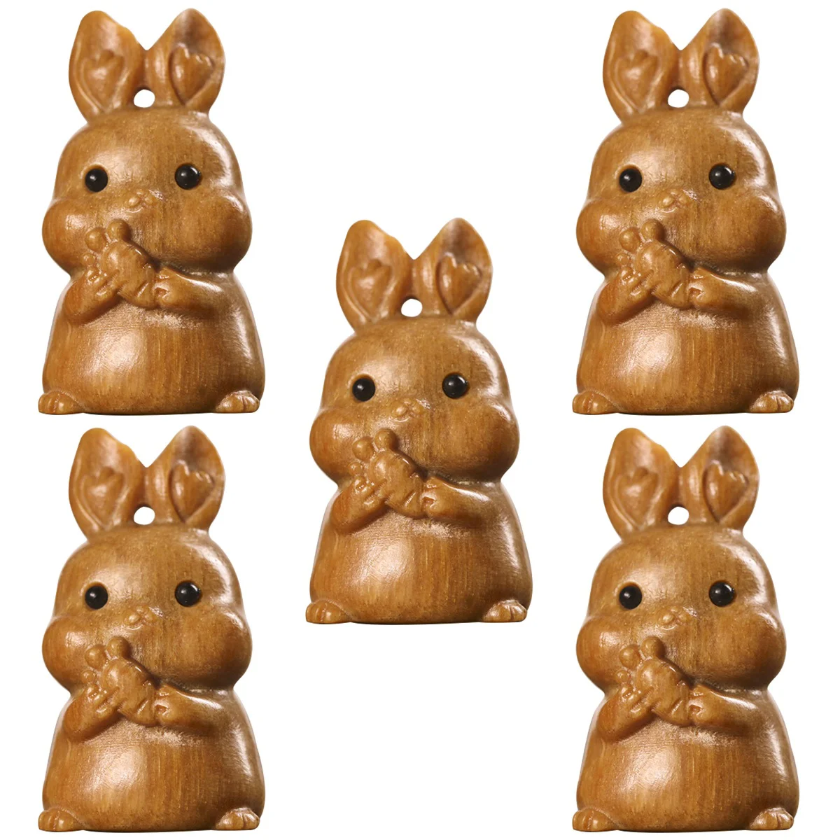 

5pcs Carving Bunny Figurine Decorative Rabbit Pendant Figurine for DIY Craft