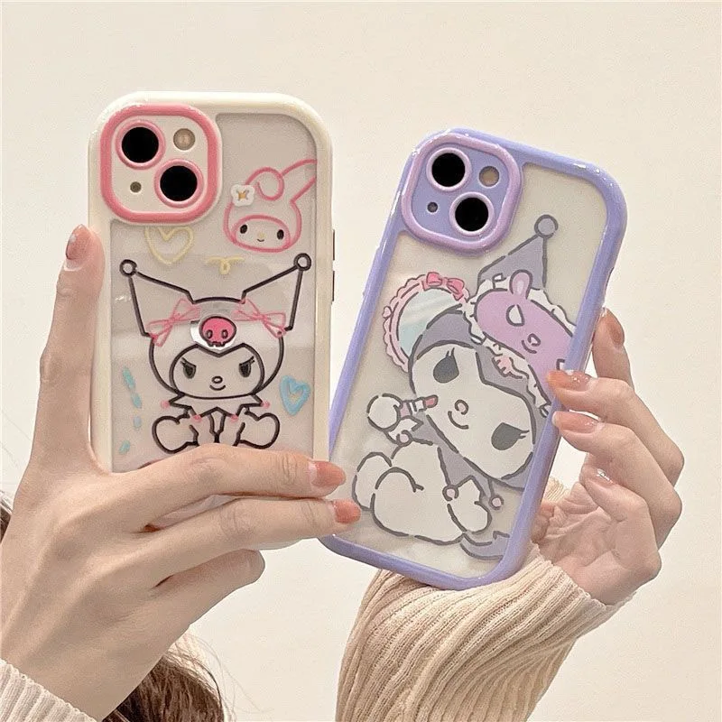 

Sanrio Acrylic Kuromi White Kuromi Purple Phone Cases For iPhone 14 13 12 11 Pro Max XR XS MAX X Back Cover