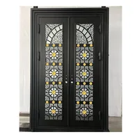 Doors for House Modern Design French Door Glass Door Hinges Wrought Iron Door with Glass Double Door Entrance door