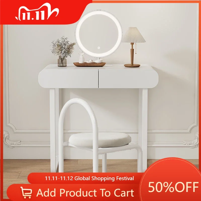 

Modern White Vanity Table Makeup Minimalist Wooden Luxury Vanity Table Led Mirror Mesa De Maquillaje Bedroom Furniture YY50VT