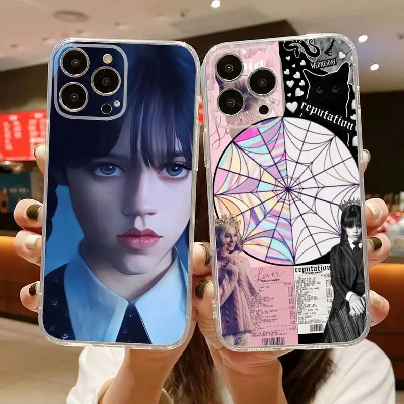 

Wednesday Addams Dancing Phone Case For iphone 14 Plus 13 12 11 Pro Max Mini X XS XR Soft Transparent Cover