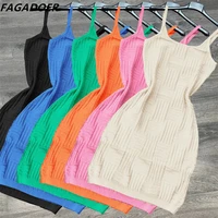 fagadoer sexy straps dress women bodycon mini dresses summer knitted yarn sleeveless clothing fashion streetwear vestidos 2022