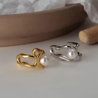 korean version of the simple s925 sterling silver hollow out irregular geometric ear clip female ins no ear hole bead ear clip