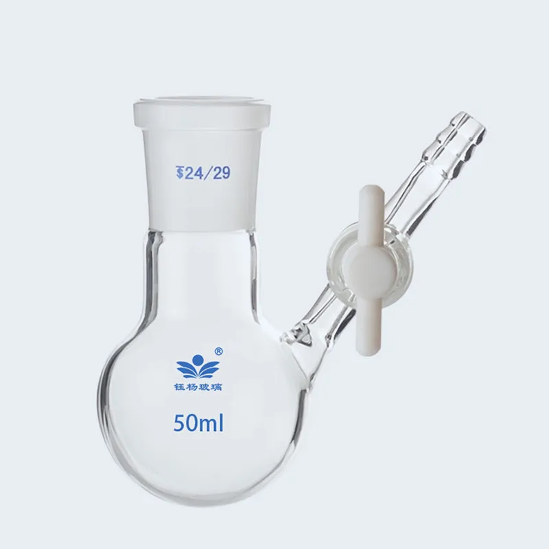 1Pcs 10ml to 1000ml Lab Ball-shaped Borosilicate Glass Reaction Flask With PTFE piston For Laboratory equipment