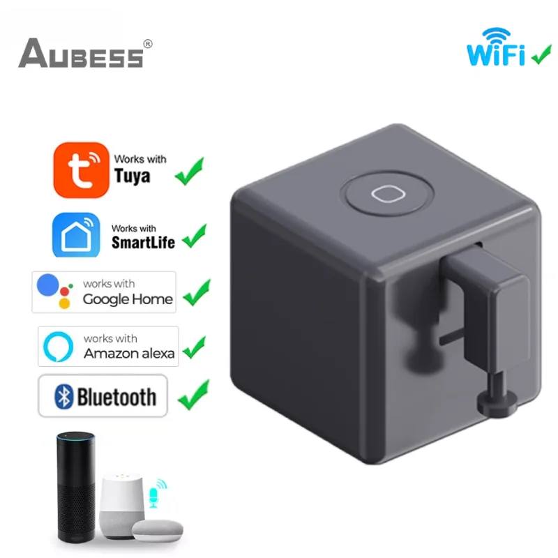 

Aubess Wi-Fi Смарт-кнопка для умного дома, портативное Голосовое управление, работает с Alexa Google Home