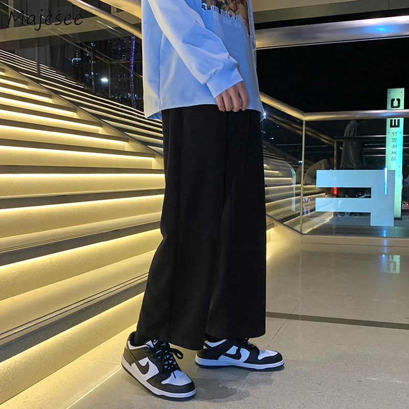 Pants Men Casual Ins Simply All-match Handsome Streetwear Wide Leg Trousers Teens Ulzzang Hip Hop Students Baggy Fashion Popular