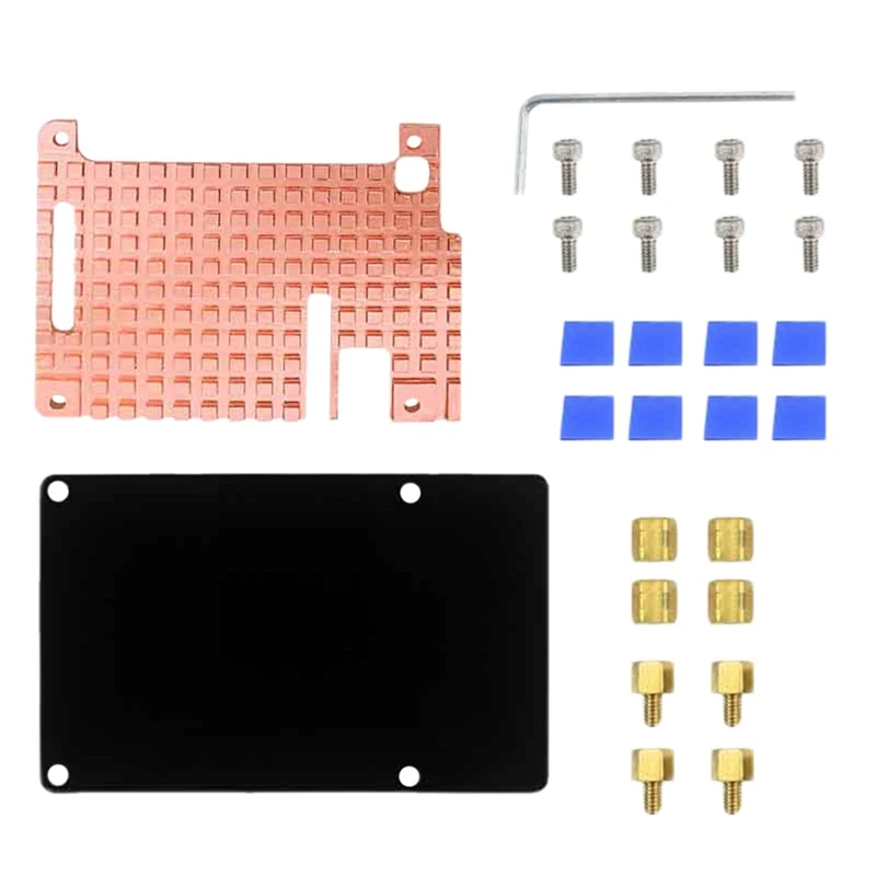 

HOT-For Raspberry Pi 4B Pure Copper Heatsink Case Acrylic Base Plate Shell Passive Cooling Shell For Raspberry Pi 4B