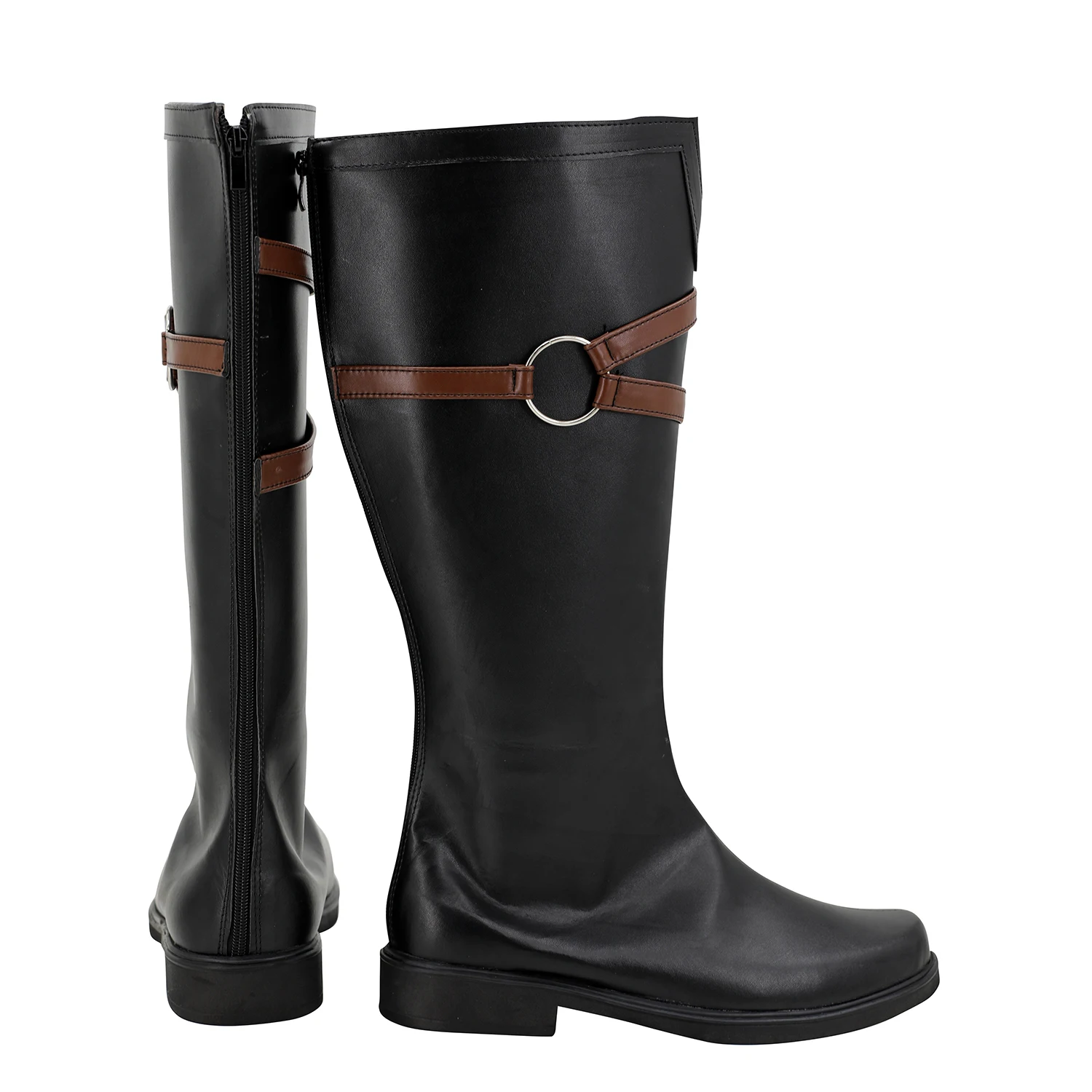 Черные кожаные ботинки для косплея изготовленные на заказ любого размера