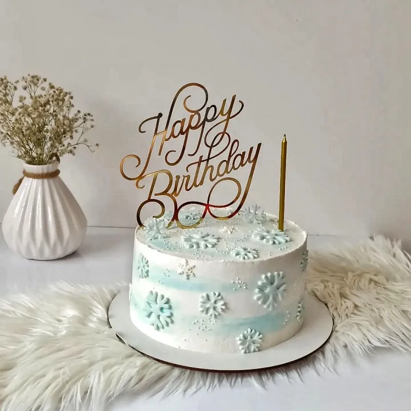 

INS New Happy Birthday Cake Topper Acrylic Gold Birthday Baby Cupcake Topper for Baby Shower Birthday Party Cake Decorations