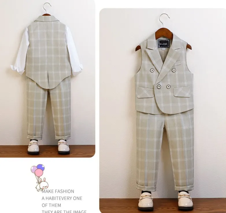 Детский жилет рубашка брюки с галстуком-бабочкой костюм из 3 предметов для