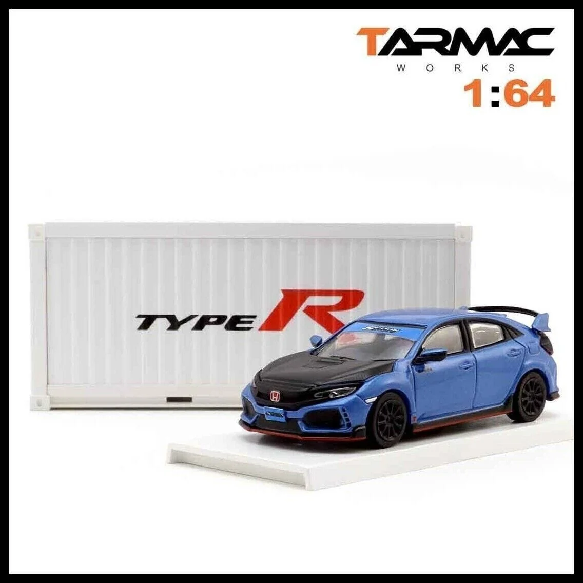 

1:64 Tarmac works Civic FK8 Тип R с контейнером, Отрегулированная ложкой, литая модель автомобиля, коллекция, ограниченная серия, хобби-игрушки