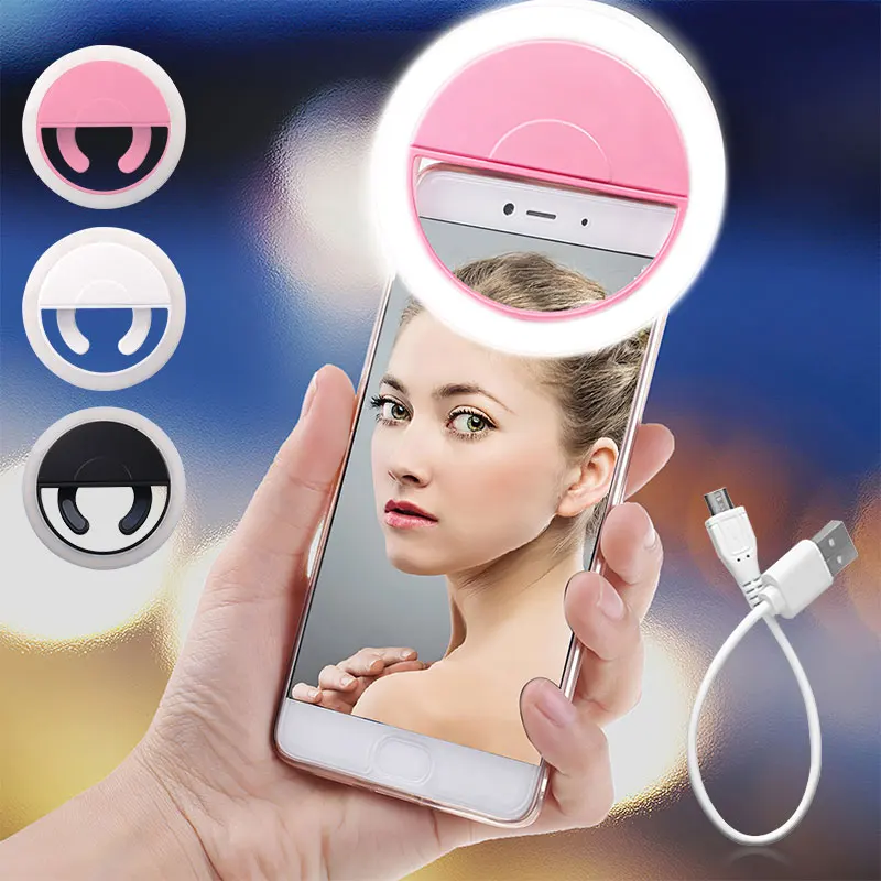

Travor Selfie Ring Light 36 LED Rechargeable Three Step Brightness Adjustable Ring Clip Light for Smart Phone Laptop Ipad