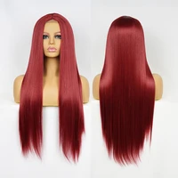 99j burgundy wig synthetic straight wig wine red blonde glueless middle part heat resistant wigs for women daily lolita cosplay