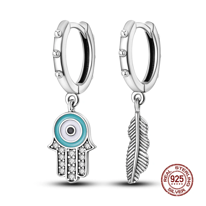 

Лидер продаж, серьги-кольца Pandora Plata De Ley 925, оригинальные сверкающие серьги-кольца с перьями для женщин, брендовые серьги, Изящные Ювелирные и...