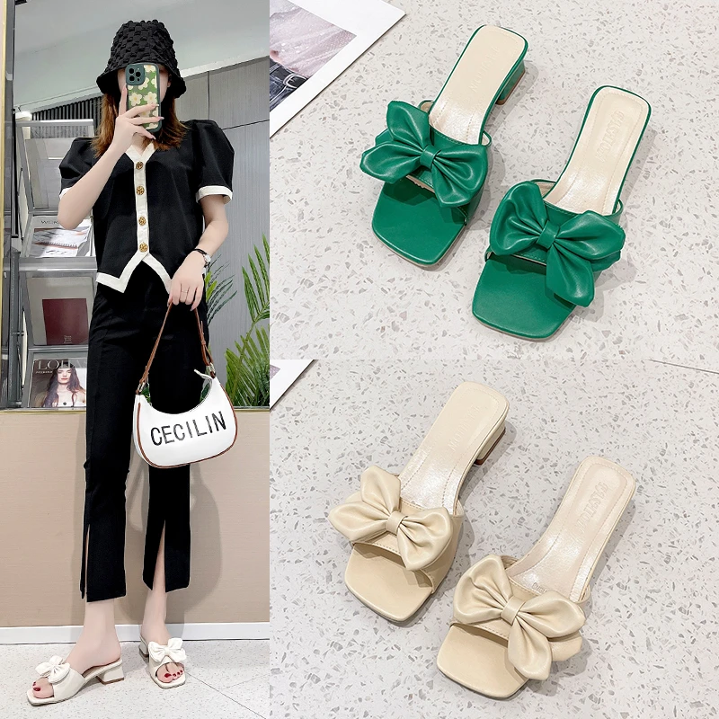 Женские босоножки на квадратном каблуке сандалии зеленого цвета с