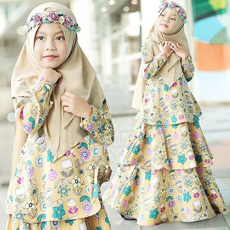 

Islamic Clothing Girls Abaya Children Child Hijab Muslim Prayer Dress Kids Kaftans Ramadan Muslim Clothing Kids