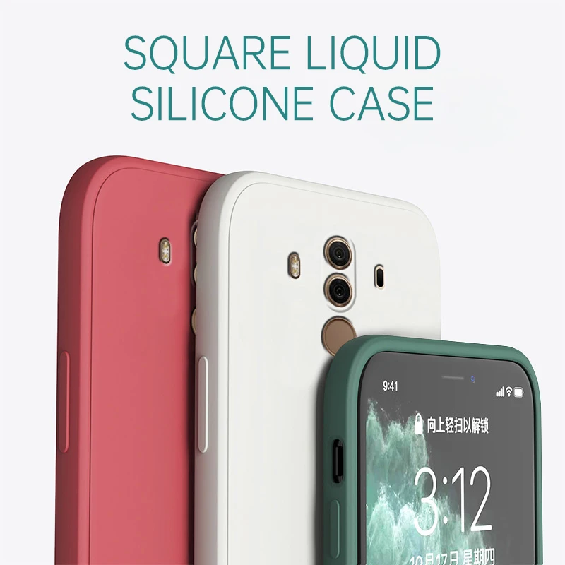 Original Square Liquid Silicone Case for Huawei Mate 9 10 Pro Camera Protective Cute Phone back cover Mate9 Mate10 10Pro fundas